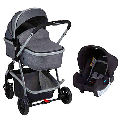 Safety 1st Hello Trio Set Carrito de bebé 3 en 1, Silla de Paseo Convertible en Capazo + Portabebé 0+