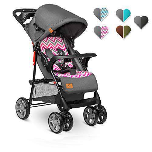 Lionelo Emma Plus Silla de paseo 68 x 49,5 x 101 cm hasta 15 kg 6-36M Respaldo ajustable Cinturón de seguridad de 5 puntos Capucha profunda Organizador para padres Pink Scandi