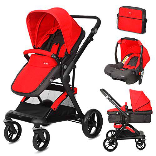 Silla de paseo convertible en capazo - Play Indie, rojo