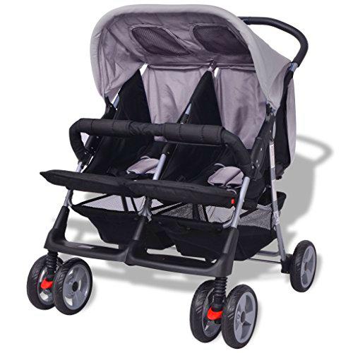 Festnight- Carrito Doble para Gemelos Sillas de Paseo 93 x 68 x 103 cm/ (Plegado): 94 x 80 x 44 cm