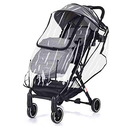 COSTWAY Silla de Paseo Ligera Cochecito de Bebé Plegable para 0-3 años Carga hasta 15KG con Cubierta de Lluvia (gris claro)