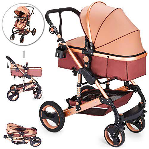 VEVR Cochecito de Bebé, 62 x 85 x 101 cm para Bebés hasta 15 kg 0-36 Meses Multifuncional Carrito de Bebé Plegable