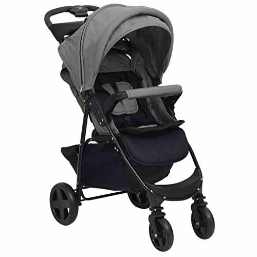 Gecheer Carrito de Bebés 2 en 1 de Acero Cochecito Asiento para Bebé Plegable Silla de Paseo Gemelar Cochecito de Bebé Gris Claro