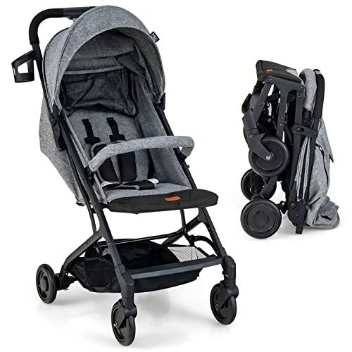 COSTWAY Silla de Paseo para Bebé Plegable, Carrito Bebe Portátil