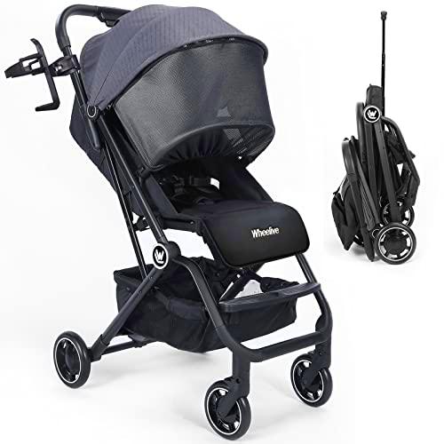 Wheelive Cochecito de Bebé Ligero, Silla Paseo de Viaje Compacto Fácil de Plegar con Una Mano con Respaldo Ajustable y Cesta de Almacenamiento