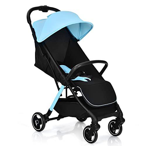 LIFEZEAL Silla de paseo plegable, cochecito para niños con techo y asa