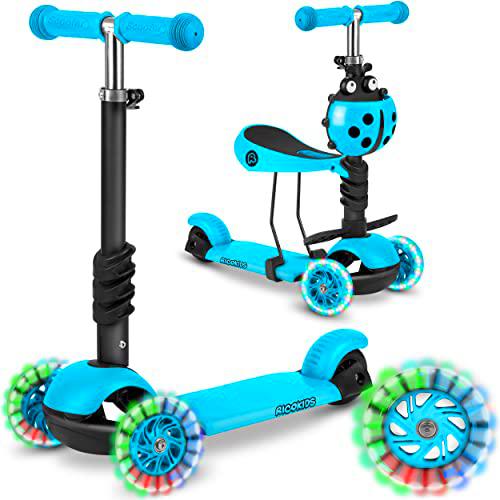 Patinete de Tres Ruedas para niños 3 en 1 Buggy de Equilibrio con Asiento Azul