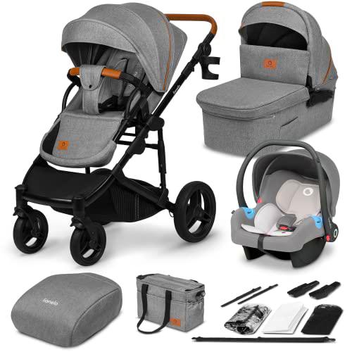 LIONELO MARI TOUR Cochecito de bebé 3 en 1 hasta 22 kg Capazo Silla de coche Respaldo ajustable