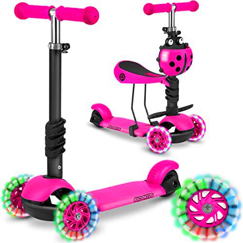 Buggy Ricokids 3 en 1 - Patinete de Tres Ruedas para niños con Asiento Rosa