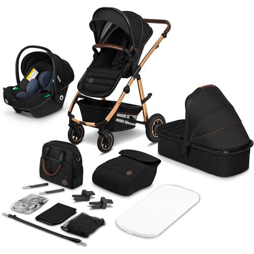 LIONELO Amber Coche de bebé multifuncional 3 en 1 Conjunto silla de paseo con el Asiento de Cubo e Capazo Manillar regulable Bolsa Mosquitero Protector de lluvia Asiento de coche