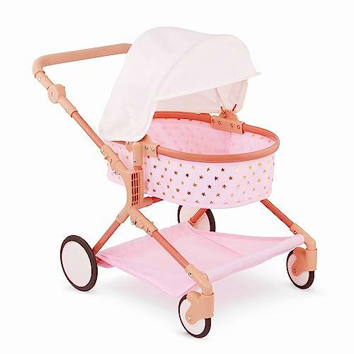 LullaBaby - Twin Doll Stroller - Pink Toy Stroller with Gold Stars