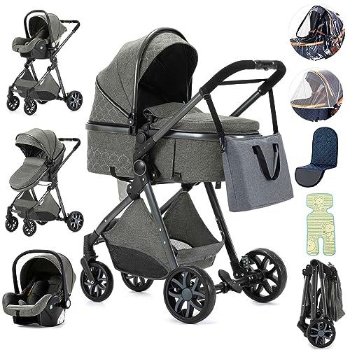 Zkiprm Carrito Bebe 3 en 1, Carro Bebe 3 Piezas con Silla de Auto y Capazo Giratorio