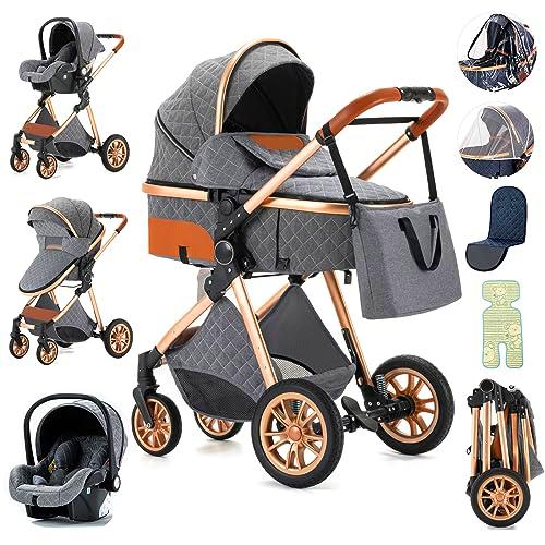 Zkiprm Carrito Bebe 3 en 1, Carro Bebe 3 Piezas con Silla de Auto y Capazo Giratorio